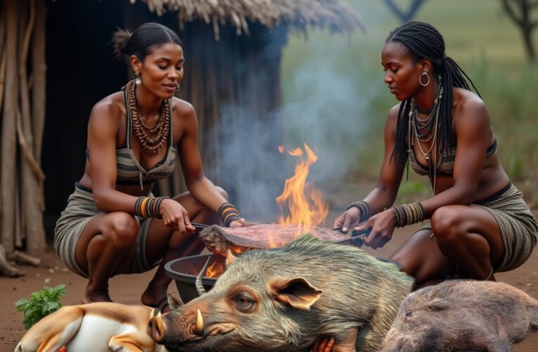 Discover Hadzabe Tribe Wild Pig Hunt and Cooking | life of the hunter