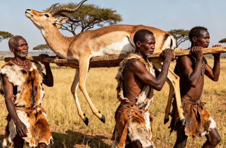 Unbelievable Hunt! Hadzabe Tribe Take Down a Massive Antelope