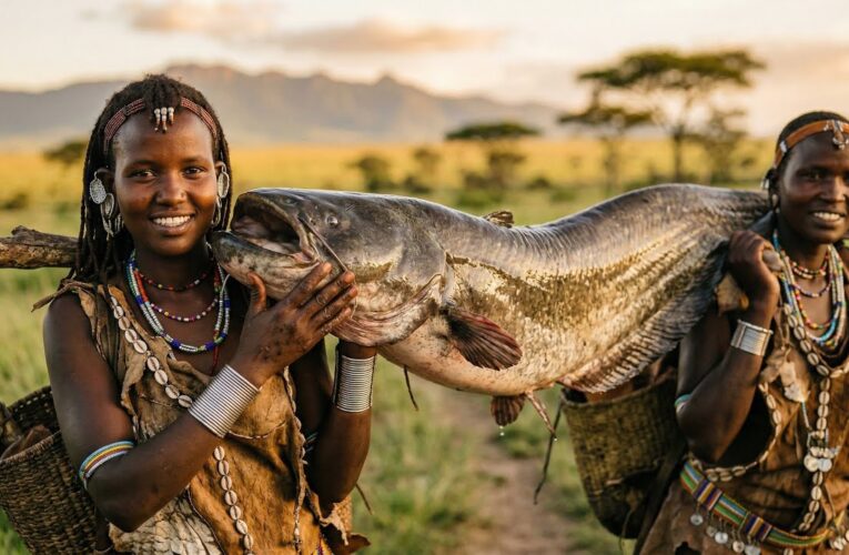 African village life | Simple living, fresh fish, and village-style banana cooking