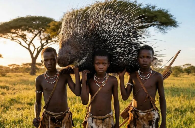 Monster Porcupine Hunt by the Hadzabe Tribe