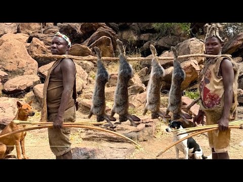 6 Hours with Chabba Hunting and Cooking Rabbits | Real Hadzabe Tribe Life