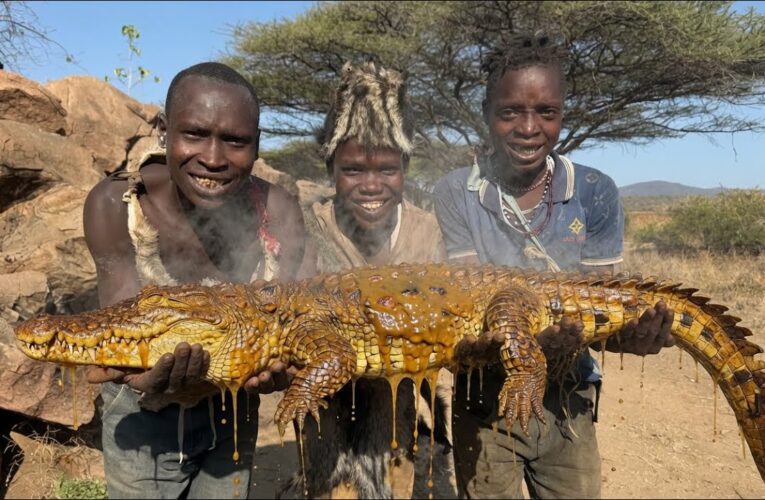 Hadzabe Hunters Catch, Cook & Eat a Crocodile