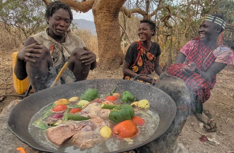 hadzabe mixed vegetables & meat Cooking  recipes