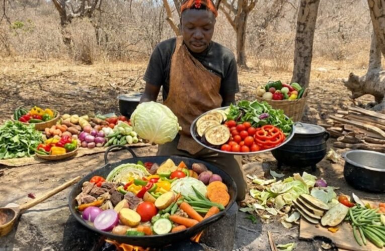 Chaba And Dudukwe Cooking Vegetables in wild for Lunch