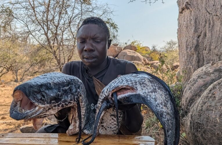 Chaba Cooks a Massive Fish in the Wild | Hadzabe Traditional Cooking 🐟🔥