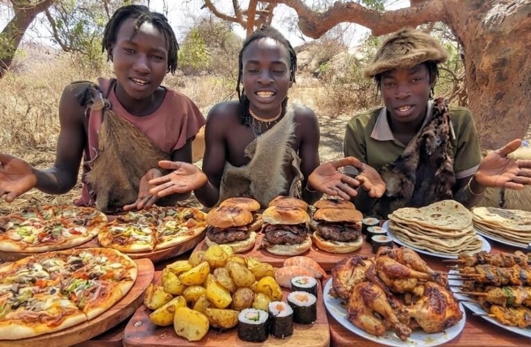 First Time Hadzabe Tribe Cooks & Tastes Modern Food!